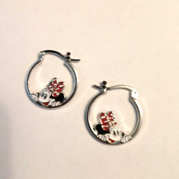 Disney Silver Hoops Minnie Mouse Bow Safety Closure - Picture 7 of 7